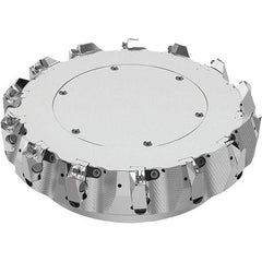 Seco - 10" Cut Diam, 2-1/2" Arbor Hole, 0.236" Max Depth of Cut, 48° Indexable Chamfer & Angle Face Mill - 14 Inserts, SN.. Insert, Right Hand Cut, 14 Flutes, Through Coolant, Series R220.54 - Apex Tool & Supply