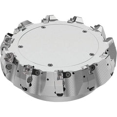 Seco - 8" Cut Diam, 2-1/2" Arbor Hole, 0.315" Max Depth of Cut, 71° Indexable Chamfer & Angle Face Mill - 11 Inserts, SN.. Insert, Right Hand Cut, 11 Flutes, Through Coolant, Series R220.56 - Apex Tool & Supply