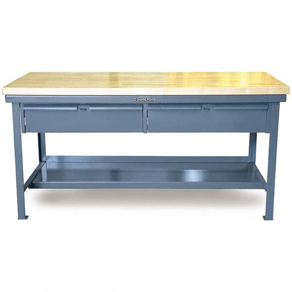 Strong Hold - Stationary Work Benches, Tables Type: Work Table with Drawer Top Material: 7 Gauge Steel - Apex Tool & Supply
