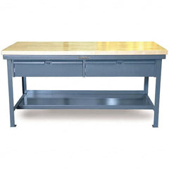 Strong Hold - Stationary Work Benches, Tables Type: Work Table with Drawer Top Material: 7 Gauge Steel - Apex Tool & Supply
