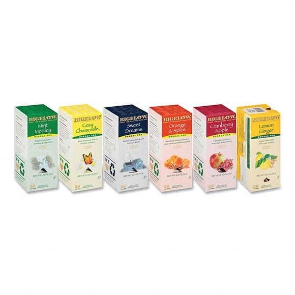 Bigelow - Coffee, Tea & Accessories Breakroom Accessory Type: Tea Bags Breakroom Accessory Description: Assorted Tea Packs, Six Flavors, 28/Box, 168/Carton - Apex Tool & Supply
