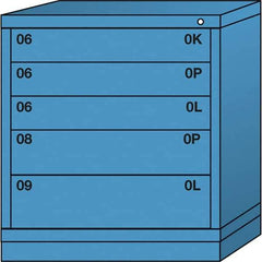 Lyon - 5 Drawer, Standard Bench Height - Single Drawer Access Cabinet - Steel, 30" Wide x 28-1/4" Deep x 33-1/4" High, Wedgewood Blue - Apex Tool & Supply
