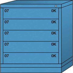 Lyon - 5 Drawer, Standard Bench Height - Multiple Drawer Access Cabinet - Steel, 30" Wide x 28-1/4" Deep x 33-1/4" High, Wedgewood Blue - Apex Tool & Supply