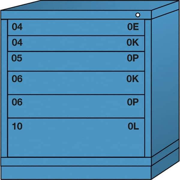 Lyon - 6 Drawer, Standard Bench Height - Multiple Drawer Access Cabinet - Steel, 30" Wide x 28-1/4" Deep x 33-1/4" High, Wedgewood Blue - Apex Tool & Supply