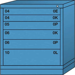 Lyon - 6 Drawer, Standard Bench Height - Single Drawer Access Cabinet - Steel, 30" Wide x 28-1/4" Deep x 33-1/4" High, Wedgewood Blue - Apex Tool & Supply