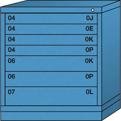Lyon - 7 Drawer, Standard Bench Height - Multiple Drawer Access Cabinet - Steel, 30" Wide x 28-1/4" Deep x 33-1/4" High, Wedgewood Blue - Apex Tool & Supply