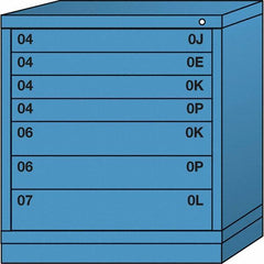 Lyon - 7 Drawer, Standard Bench Height - Single Drawer Access Cabinet - Steel, 30" Wide x 28-1/4" Deep x 33-1/4" High, Wedgewood Blue - Apex Tool & Supply