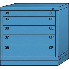 Lyon - 5 Drawer, Standard Table Height - Multiple Drawer Access Cabinet - Steel, 30" Wide x 28-1/4" Deep x 30-1/8" High, Wedgewood Blue - Apex Tool & Supply