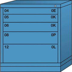 Lyon - 5 Drawer, Standard Bench Height - Single Drawer Access Cabinet - Steel, 30" Wide x 28-1/4" Deep x 33-1/4" High, Wedgewood Blue - Apex Tool & Supply