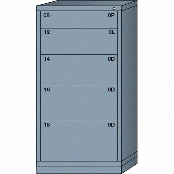 Lyon - 5 Drawer, Standard Eye-Level - Single Drawer Access Cabinet - Steel, 30" Wide x 28-1/4" Deep x 59-1/4" High, Dove Gray - Apex Tool & Supply