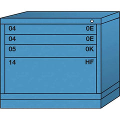 Lyon - 4 Drawer, Standard Desk Height - Multiple Drawer Access Cabinet - Steel, 30" Wide x 28-1/4" Deep x 26-7/8" High, Wedgewood Blue - Apex Tool & Supply