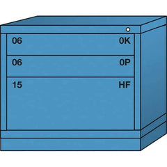 Lyon - 3 Drawer, Standard Desk Height - Multiple Drawer Access Cabinet - Steel, 30" Wide x 28-1/4" Deep x 26-7/8" High, Wedgewood Blue - Apex Tool & Supply