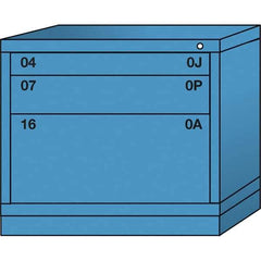 Lyon - 3 Drawer, Standard Desk Height - Multiple Drawer Access Cabinet - Steel, 30" Wide x 28-1/4" Deep x 26-7/8" High, Wedgewood Blue - Apex Tool & Supply