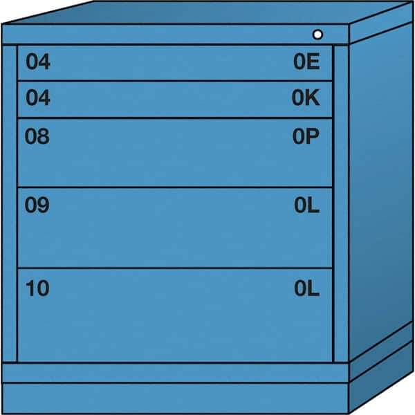 Lyon - 5 Drawer, Standard Bench Height - Multiple Drawer Access Cabinet - Steel, 30" Wide x 28-1/4" Deep x 33-1/4" High, Wedgewood Blue - Apex Tool & Supply