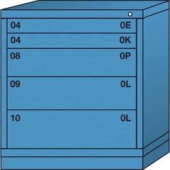 Lyon - 5 Drawer, Standard Bench Height - Multiple Drawer Access Cabinet - Steel, 30" Wide x 28-1/4" Deep x 33-1/4" High, Wedgewood Blue - Apex Tool & Supply