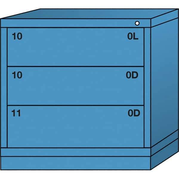 Lyon - 3 Drawer, Standard Table Height - Multiple Drawer Access Cabinet - Steel, 30" Wide x 28-1/4" Deep x 30-1/8" High, Wedgewood Blue - Apex Tool & Supply