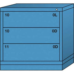 Lyon - 3 Drawer, Standard Table Height - Multiple Drawer Access Cabinet - Steel, 30" Wide x 28-1/4" Deep x 30-1/8" High, Wedgewood Blue - Apex Tool & Supply