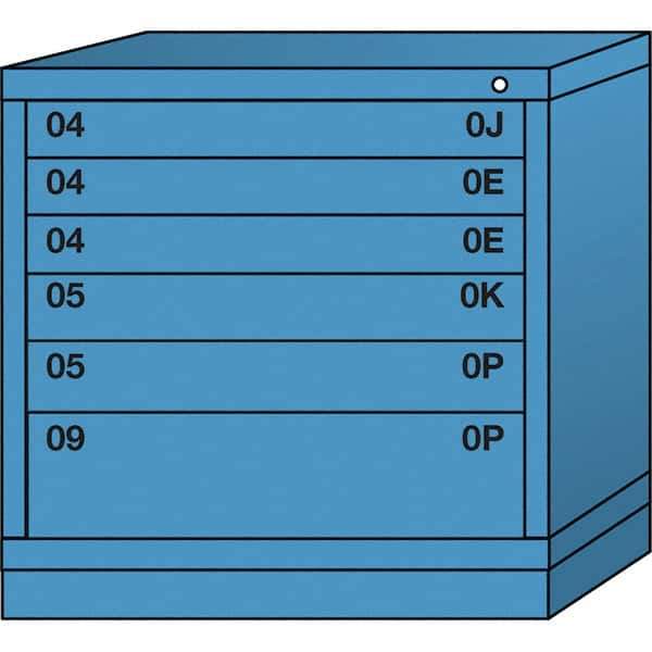 Lyon - 6 Drawer, Standard Table Height - Multiple Drawer Access Cabinet - Steel, 30" Wide x 28-1/4" Deep x 30-1/8" High, Wedgewood Blue - Apex Tool & Supply