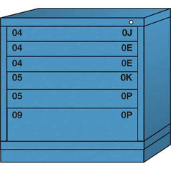 Lyon - 6 Drawer, Standard Table Height - Multiple Drawer Access Cabinet - Steel, 30" Wide x 28-1/4" Deep x 30-1/8" High, Wedgewood Blue - Apex Tool & Supply