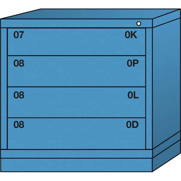 Lyon - 4 Drawer, Standard Table Height - Multiple Drawer Access Cabinet - Steel, 30" Wide x 28-1/4" Deep x 30-1/8" High, Wedgewood Blue - Apex Tool & Supply