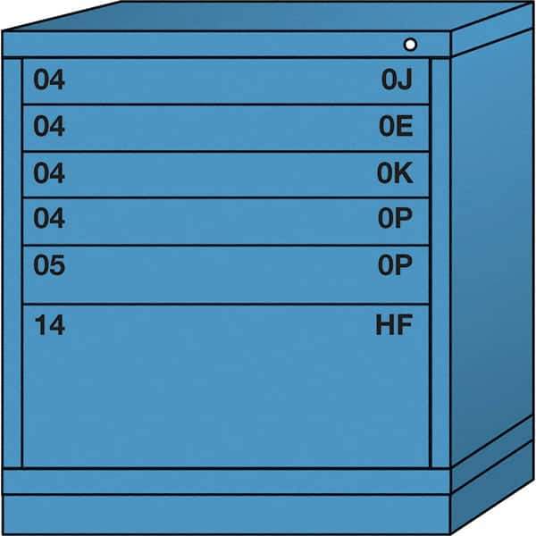 Lyon - 6 Drawer, Standard Bench Height - Single Drawer Access Cabinet - Steel, 30" Wide x 28-1/4" Deep x 33-1/4" High, Wedgewood Blue - Apex Tool & Supply