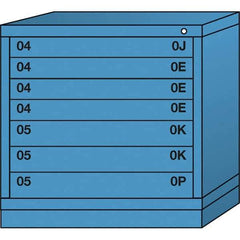 Lyon - 7 Drawer, Standard Table Height - Multiple Drawer Access Cabinet - Steel, 30" Wide x 28-1/4" Deep x 30-1/8" High, Wedgewood Blue - Apex Tool & Supply