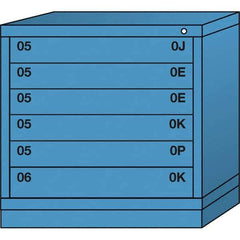 Lyon - 6 Drawer, Standard Table Height - Multiple Drawer Access Cabinet - Steel, 30" Wide x 28-1/4" Deep x 30-1/8" High, Wedgewood Blue - Apex Tool & Supply