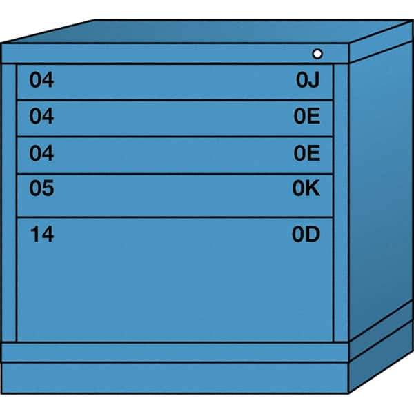 Lyon - 5 Drawer, Standard Table Height - Single Drawer Access Cabinet - Steel, 30" Wide x 28-1/4" Deep x 30-1/8" High, Wedgewood Blue - Apex Tool & Supply