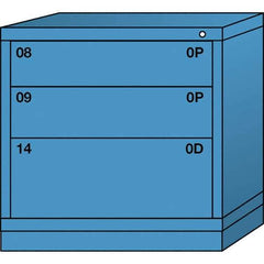 Lyon - 3 Drawer, Standard Table Height - Multiple Drawer Access Cabinet - Steel, 30" Wide x 28-1/4" Deep x 30-1/8" High, Wedgewood Blue - Apex Tool & Supply
