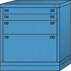Lyon - 4 Drawer, Standard Bench Height - Single Drawer Access Cabinet - Steel, 30" Wide x 28-1/4" Deep x 33-1/4" High, Wedgewood Blue - Apex Tool & Supply