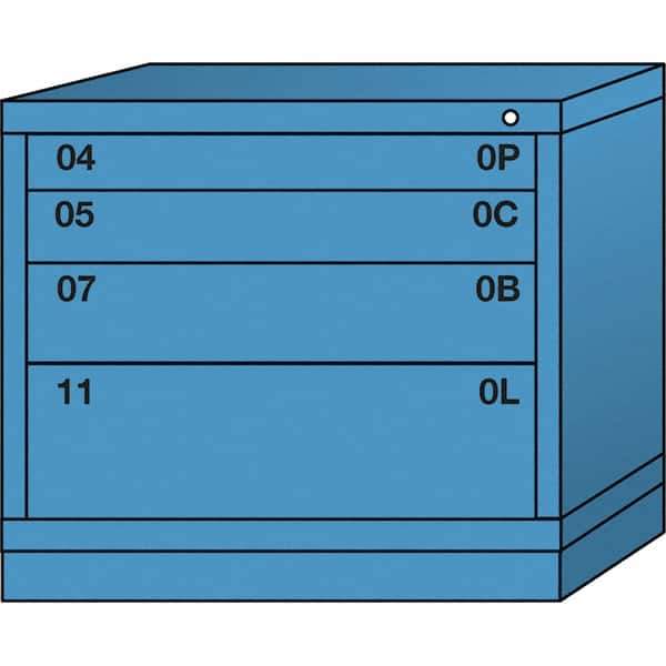 Lyon - 4 Drawer, Standard Desk Height - Multiple Drawer Access Cabinet - Steel, 30" Wide x 28-1/4" Deep x 26-7/8" High, Wedgewood Blue - Apex Tool & Supply