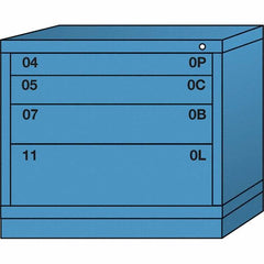 Lyon - 4 Drawer, Standard Desk Height - Single Drawer Access Cabinet - Steel, 30" Wide x 28-1/4" Deep x 26-7/8" High, Wedgewood Blue - Apex Tool & Supply