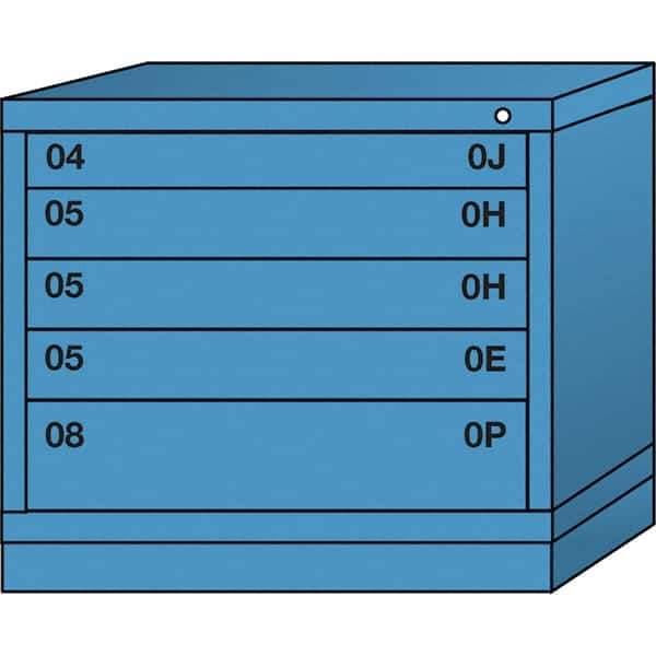 Lyon - 5 Drawer, Standard Desk Height - Multiple Drawer Access Cabinet - Steel, 30" Wide x 28-1/4" Deep x 26-7/8" High, Wedgewood Blue - Apex Tool & Supply