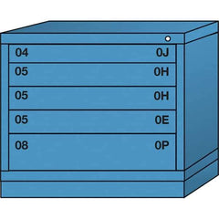 Lyon - 5 Drawer, Standard Desk Height - Single Drawer Access Cabinet - Steel, 30" Wide x 28-1/4" Deep x 26-7/8" High, Wedgewood Blue - Apex Tool & Supply