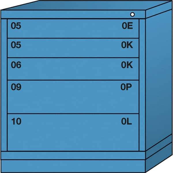 Lyon - 5 Drawer, Standard Bench Height - Single Drawer Access Cabinet - Steel, 30" Wide x 28-1/4" Deep x 33-1/4" High, Wedgewood Blue - Apex Tool & Supply