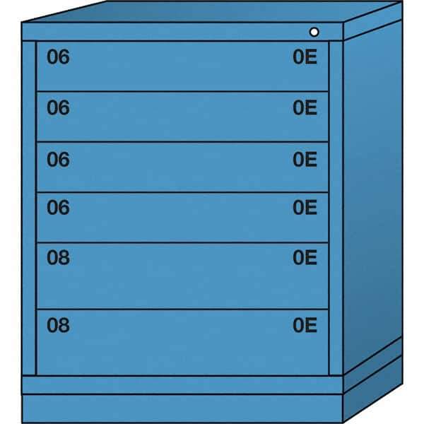 Lyon - 6 Drawer, Standard Mid-Range - Multiple Drawer Access Cabinet - Steel, 30" Wide x 28-1/4" Deep x 37-15/79" High, Wedgewood Blue - Apex Tool & Supply
