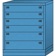 Lyon - 6 Drawer, Standard Mid-Range - Multiple Drawer Access Cabinet - Steel, 30" Wide x 28-1/4" Deep x 37-15/79" High, Wedgewood Blue - Apex Tool & Supply