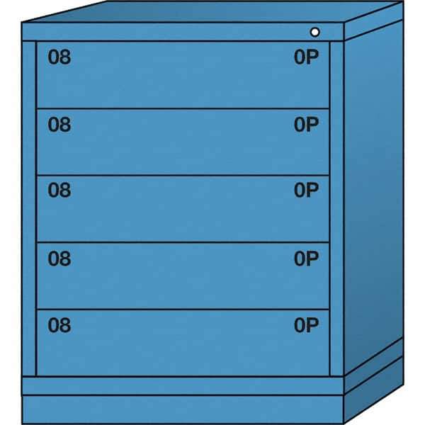 Lyon - 5 Drawer, Standard Mid-Range - Multiple Drawer Access Cabinet - Steel, 30" Wide x 28-1/4" Deep x 37-15/79" High, Wedgewood Blue - Apex Tool & Supply