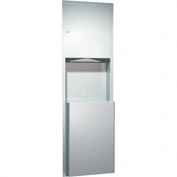 ASI-American Specialties, Inc. - Manual, Stainless Steel Paper Towel Dispenser with Receptacle - 600 C-Fold or 800 Multi-Fold, Silver - Apex Tool & Supply