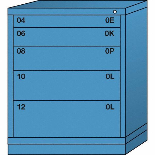 Lyon - 5 Drawer, Standard Mid-Range - Single Drawer Access Cabinet - Steel, 30" Wide x 28-1/4" Deep x 37-15/79" High, Wedgewood Blue - Apex Tool & Supply