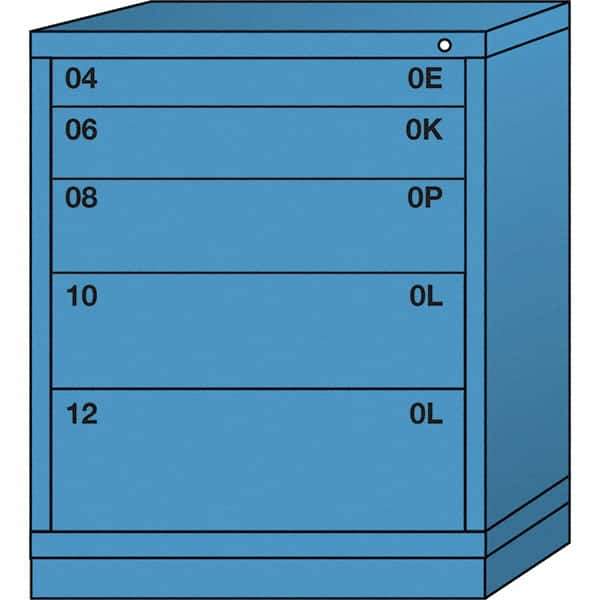 Lyon - 5 Drawer, Standard Mid-Range - Multiple Drawer Access Cabinet - Steel, 30" Wide x 28-1/4" Deep x 37-15/79" High, Wedgewood Blue - Apex Tool & Supply