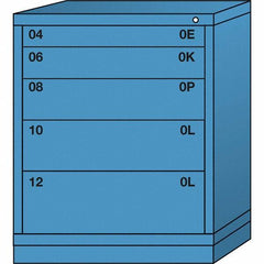 Lyon - 5 Drawer, Standard Mid-Range - Single Drawer Access Cabinet - Steel, 30" Wide x 28-1/4" Deep x 37-15/79" High, Wedgewood Blue - Apex Tool & Supply