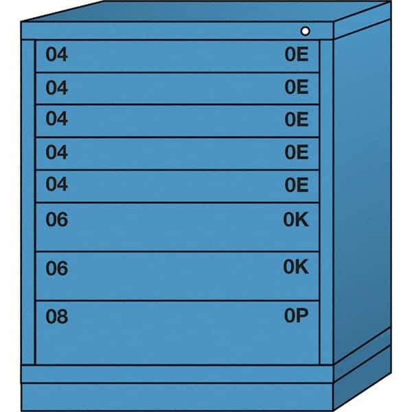 Lyon - 8 Drawer, Standard Mid-Range - Single Drawer Access Cabinet - Steel, 30" Wide x 28-1/4" Deep x 37-15/79" High, Wedgewood Blue - Apex Tool & Supply