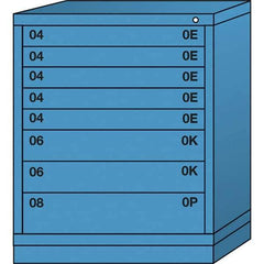 Lyon - 8 Drawer, Standard Mid-Range - Multiple Drawer Access Cabinet - Steel, 30" Wide x 28-1/4" Deep x 37-15/79" High, Wedgewood Blue - Apex Tool & Supply