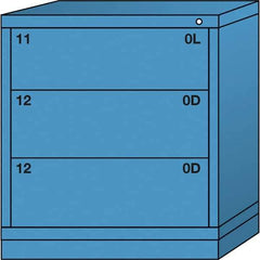 Lyon - 3 Drawer, Standard Bench Height - Multiple Drawer Access Cabinet - Steel, 30" Wide x 28-1/4" Deep x 33-1/4" High, Wedgewood Blue - Apex Tool & Supply