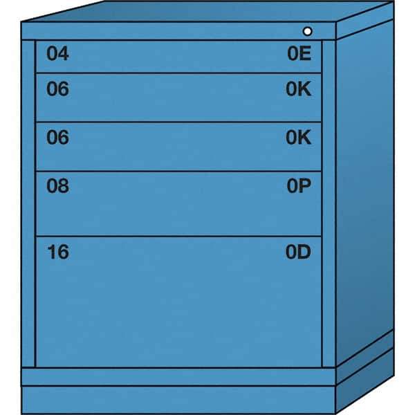 Lyon - 5 Drawer, Standard Mid-Range - Single Drawer Access Cabinet - Steel, 30" Wide x 28-1/4" Deep x 37-15/79" High, Wedgewood Blue - Apex Tool & Supply