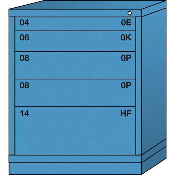 Lyon - 5 Drawer, Standard Mid-Range - Multiple Drawer Access Cabinet - Steel, 30" Wide x 28-1/4" Deep x 37-15/79" High, Wedgewood Blue - Apex Tool & Supply