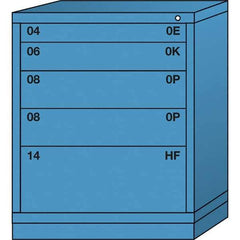 Lyon - 5 Drawer, Standard Mid-Range - Multiple Drawer Access Cabinet - Steel, 30" Wide x 28-1/4" Deep x 37-15/79" High, Wedgewood Blue - Apex Tool & Supply