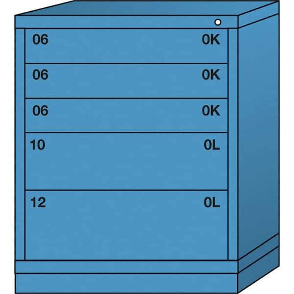 Lyon - 5 Drawer, Standard Mid-Range - Single Drawer Access Cabinet - Steel, 30" Wide x 28-1/4" Deep x 37-15/79" High, Wedgewood Blue - Apex Tool & Supply