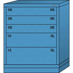 Lyon - 5 Drawer, Standard Mid-Range - Multiple Drawer Access Cabinet - Steel, 30" Wide x 28-1/4" Deep x 37-15/79" High, Wedgewood Blue - Apex Tool & Supply